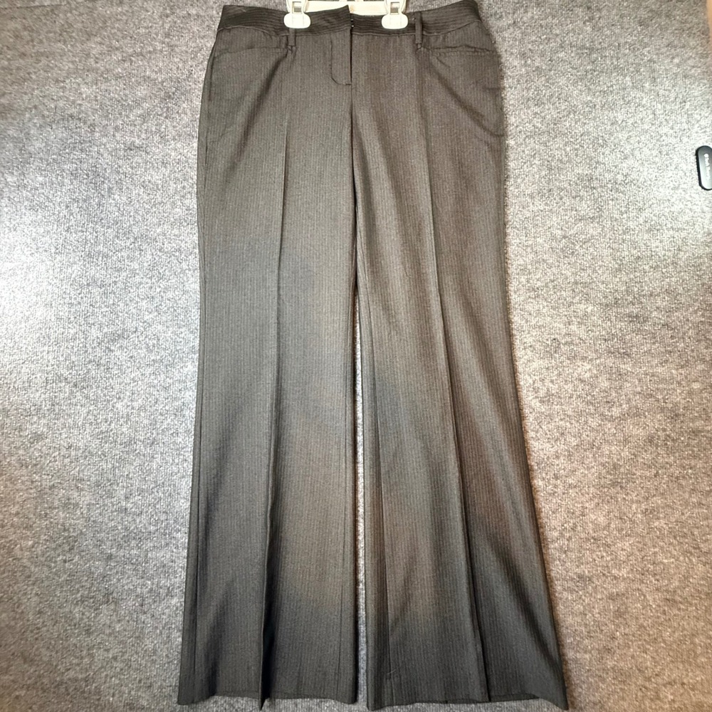 Express Womens Dark Gray Pinstripe Wide Leg Dress Pants Size 10 Office Career